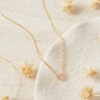 Gold Mini Pink Heart Necklace