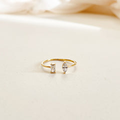 Gold Adjustable Marquise & Baguette Ring