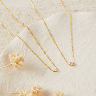 Gold Petit Solitaire Crystal Necklace