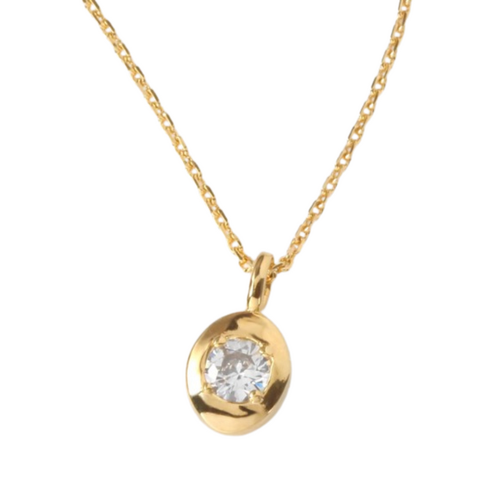 Gold Oval CZ Pendant Necklace