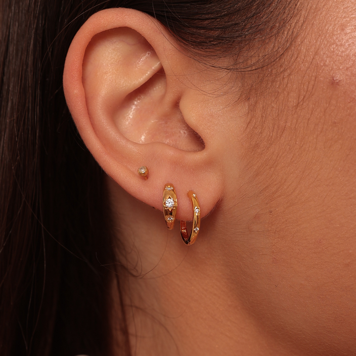 Gold Mini Starry Huggie Earrings