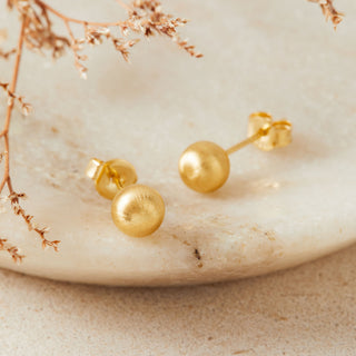 Gold Matte Sphere Studs