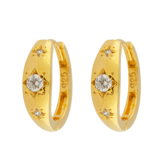 Gold Mini Starry Huggie Earrings