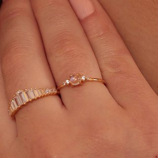 Gold Moonstone Solitaire Ring