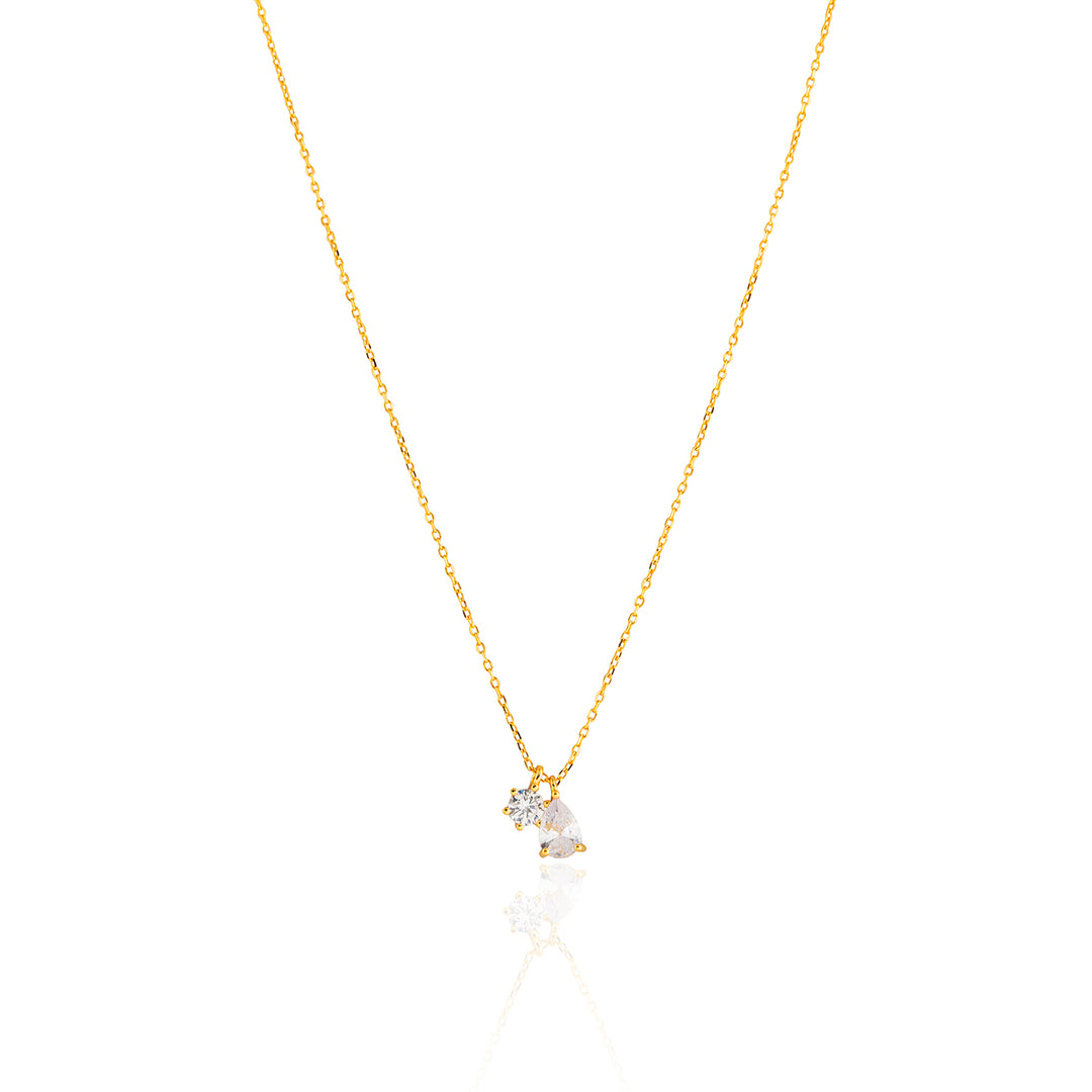 Gold Necklace with Crystal