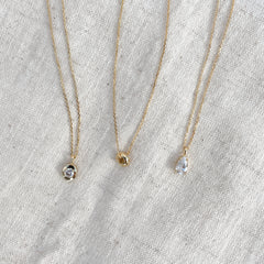 Gold Oval CZ Pendant Necklace