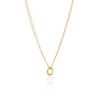 Gold Oval Double Chain Necklace
