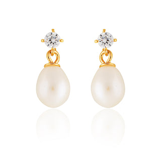 Freshwater Pearl Drop Earrings in Gold