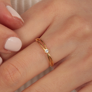 Gold Solitaire Ring
