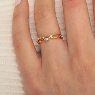 Gold Twist CZ Ring