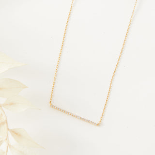 Gold Bar Necklace with Cubic Zirconia