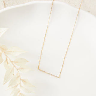 Gold Bar Necklace with Cubic Zirconia