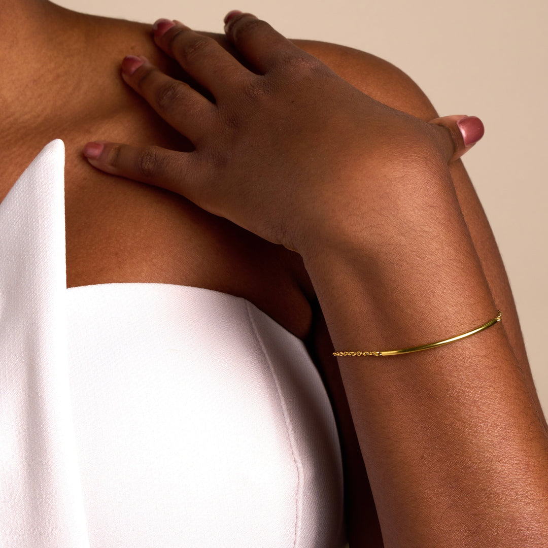 Gold Curved Bar Bracelet