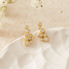 Gold & Cubic Zirconia Bubble Stud Earrings