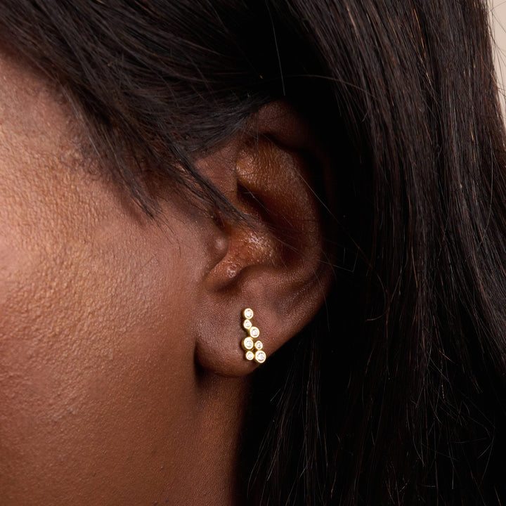 Gold & Cubic Zirconia Bubble Stud Earrings