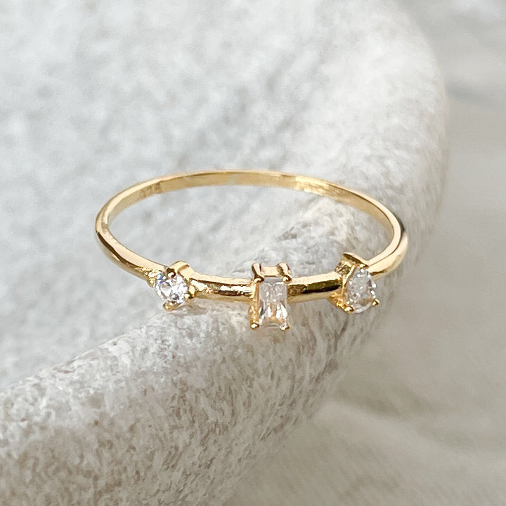 Gold Trio CZ Ring