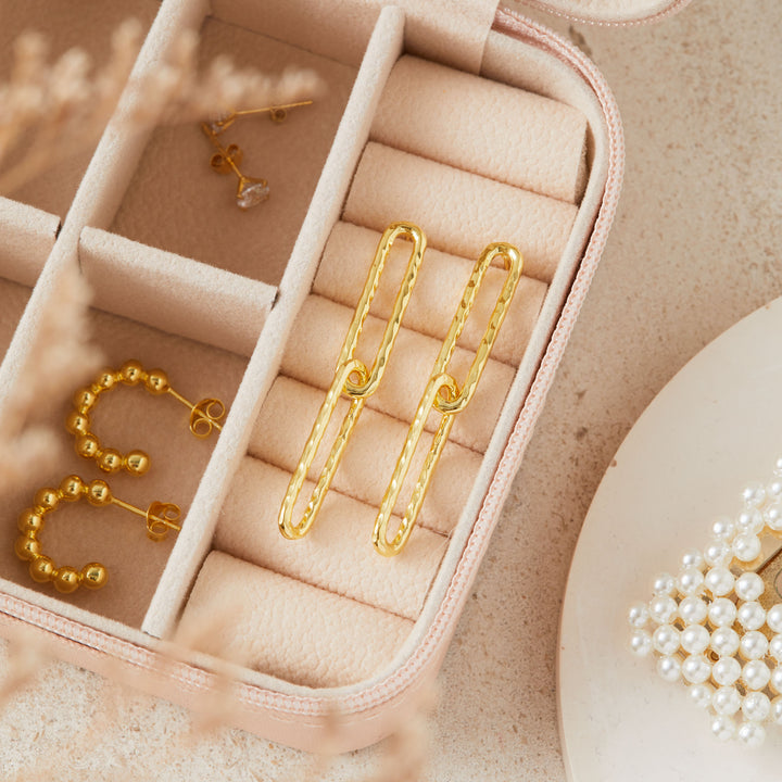 Gold Hammered Chain Link Earrings