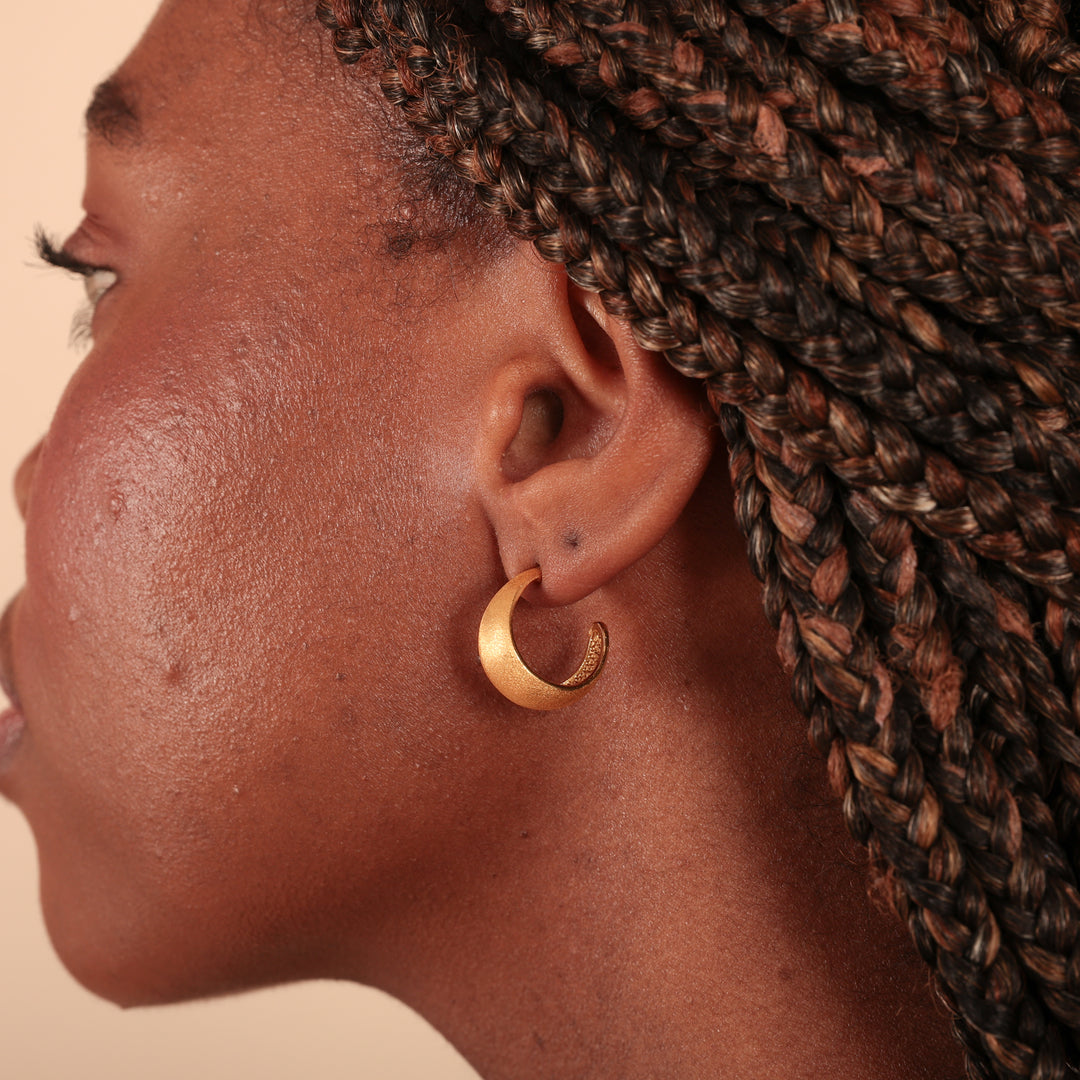 Gold Matte Dome Hoop Earrings