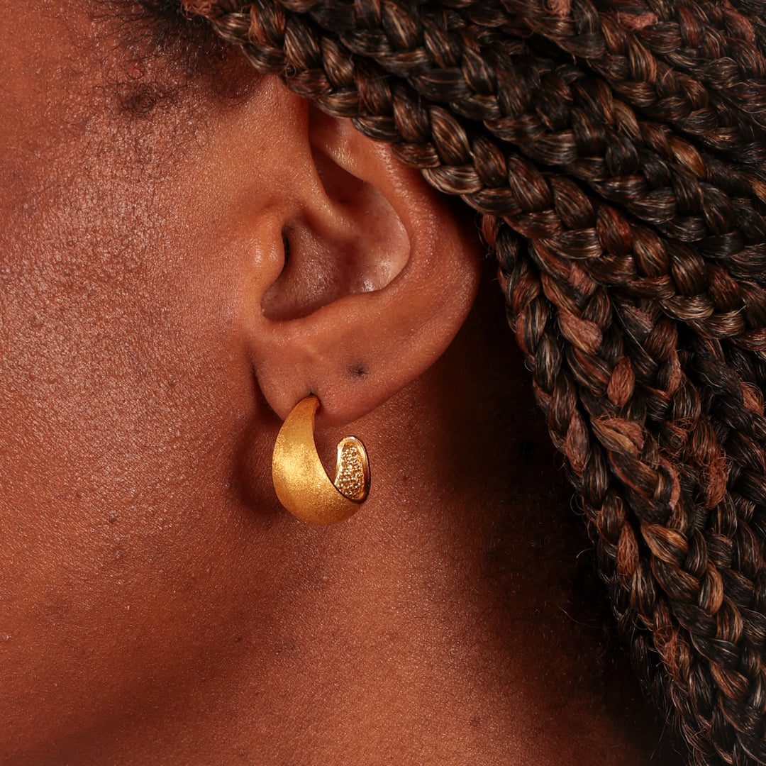 Gold Matte Dome Hoop Earrings