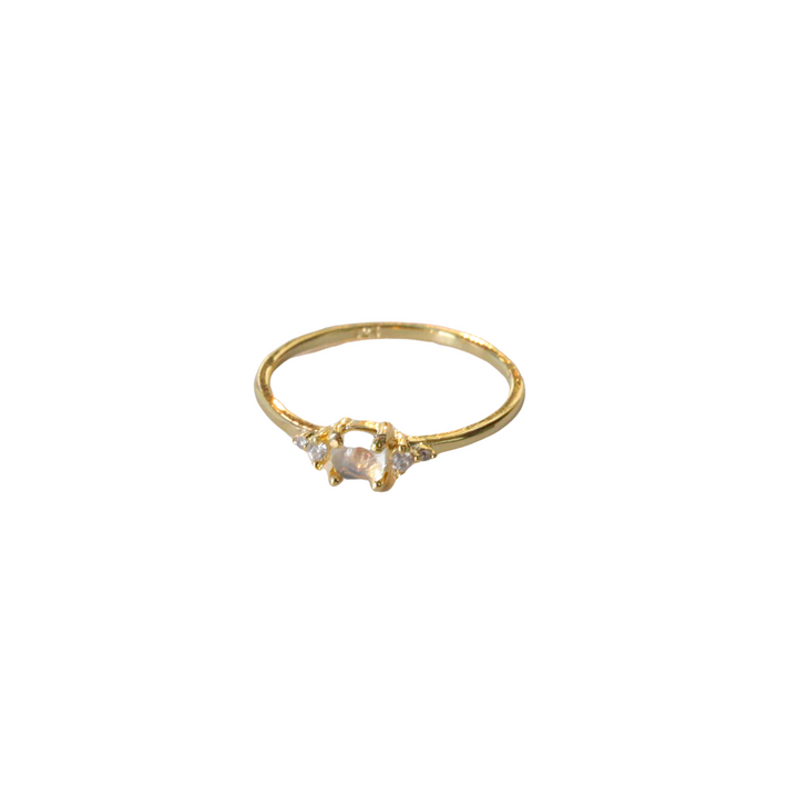 Gold Moonstone Solitaire Ring