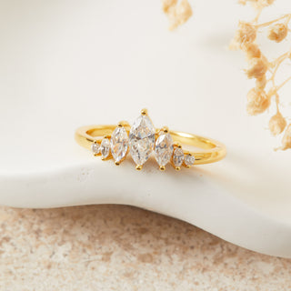Gold Marquise CZ Crown Ring