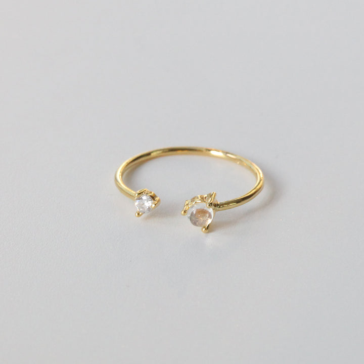 Gold Moonstone Open Ring