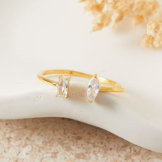 Gold Open Marquise & Baguette Ring
