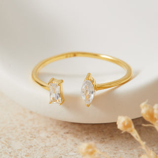 Gold Open Marquise & Baguette Ring