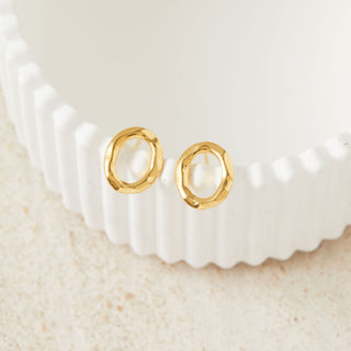 Gold Oval Stud Earrings