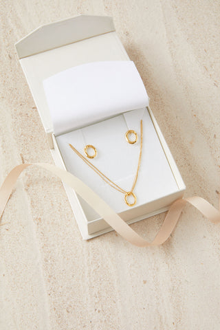 Gold Oval Stud Earrings
