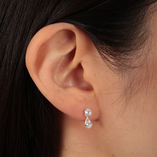 Silver Mini CZ Drop Stud Earrings