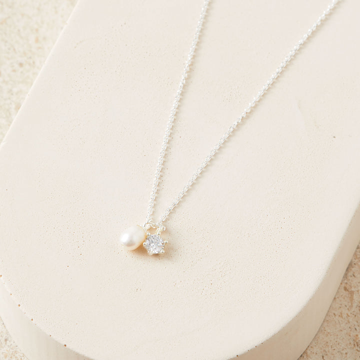 Pearl & Cubic Zirconia Charm Necklace