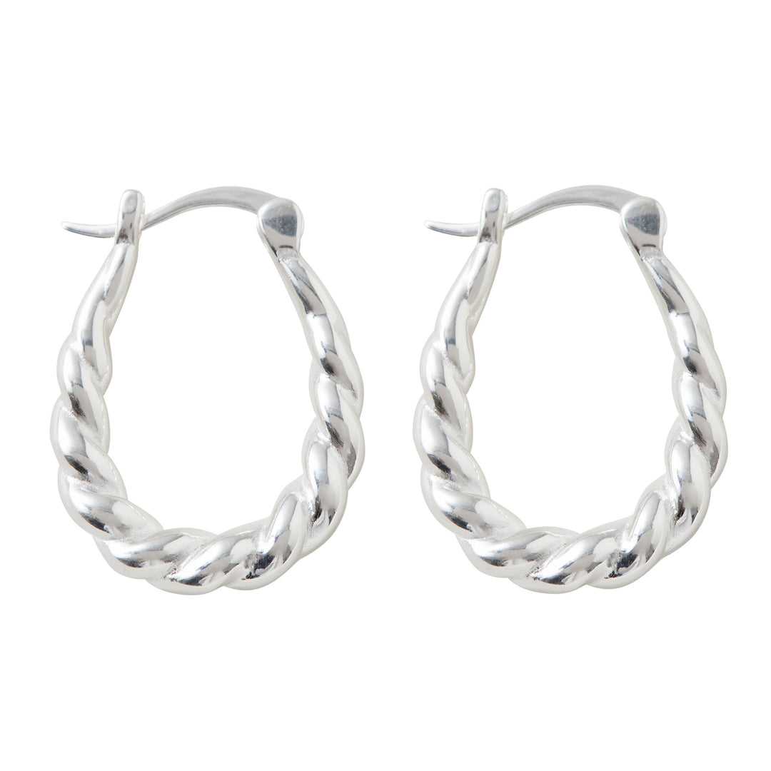 Silver Twisted Rope Hoop Earrings