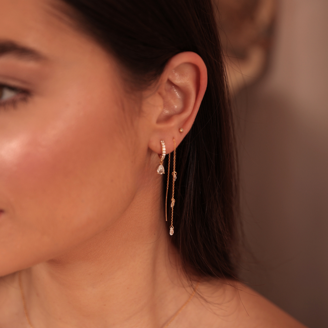 Gold Cubic Zirconia Threader Earrings