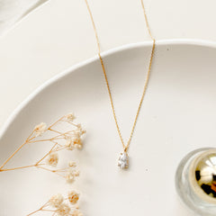 Gold Teardrop Solitaire Necklace